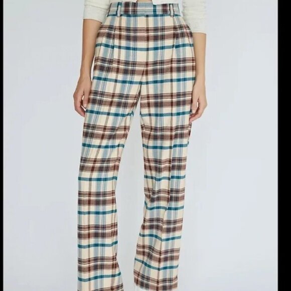 Aritzia Wilfred Effortless Pant in Plaid Conway Birch/Suave Green - Picture 2 of 7